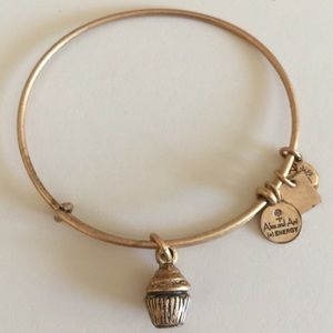 Alex and ani gold cupcake charm bangle bracelet